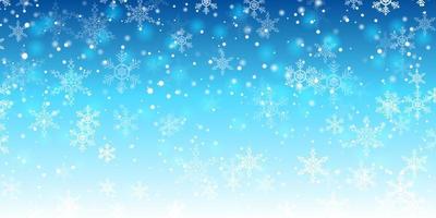 merry christmas blue background with snowflake. winter landscape falling christmas shining snow vector