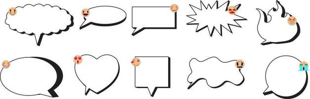 vector cute text balloon with expression emoji