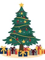 Christmas tree with gifts vector