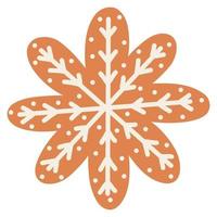 galleta de jengibre de navidad en estilo de dibujos animados. ilustración vectorial dibujada a mano de comida de vacaciones de invierno, copo de nieve vector