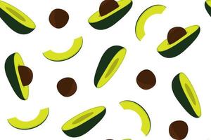 Seamless pattern of avocado with pit and slice. vector