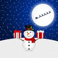 snowman with christmas gifts vector