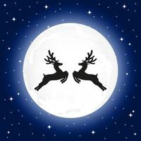 Reindeer on the background of the full moon vector