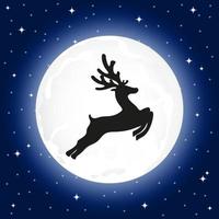 Reindeer on the background of the full moon vector