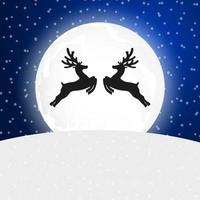Reindeer on the background of the full moon vector