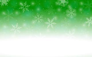 fondo de navidad verde con copos de nieve vector