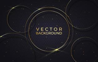 Abstract Golden circular frame with sparkling light on a modern black background. vector