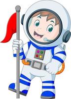 Astronaut in white spacesuit on white background vector