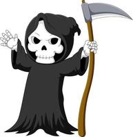 Cute cartoon grim reaper with scythe vector