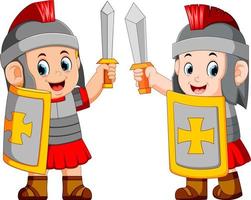 Roman soldier with sword standing up vector