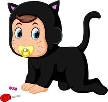 Baby in cat costume vector