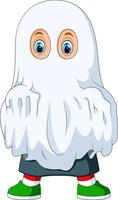 kid in ghost costume for Halloween vector