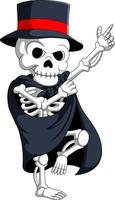 skeleton wearing magic costume vector