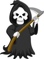 Cute cartoon grim reaper with scythe vector