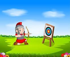 roman soldier with bow and target vector