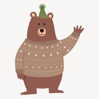 teddy brown bear waving his hand vector