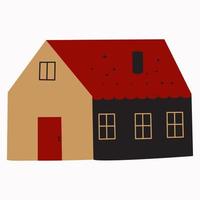 red and gold house, fashionable print, vector illustration.