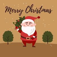 Vector image of golden color with the image of Santa Claus in nature, with the text merry Christmas. message, poster, postcard