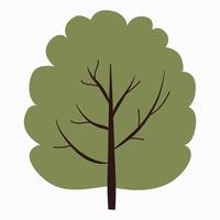 árbol verde vector estilizado con ramas, ilustración plana sobre un fondo blanco.