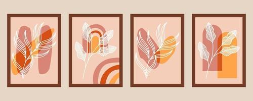 Abstract shape and leaf boho modern minimalist clipart vector