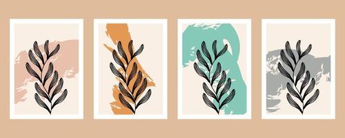 abstracto forma y hoja boho moderno minimalista clipart vector