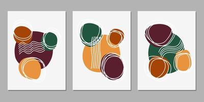 conjunto de tres plantillas de portada de póster boho estética moderna abstracta moderna moderna vector