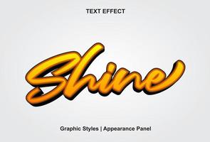 shine text effect with orange color 3d style. vector