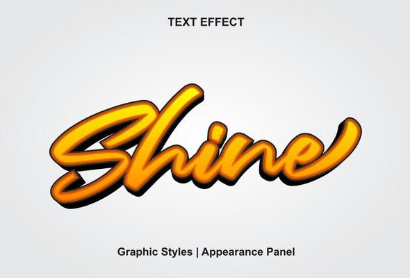 shine text effect with orange color 3d style.