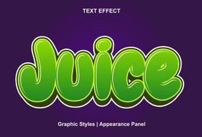 juice text effect with green color 3d style. vector