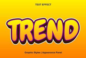 trending text effect with 3d styled orange color and editable vector