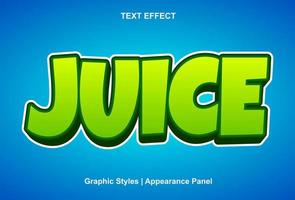 juice text effect with green color 3d style. vector