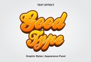 type good text effect with orange color 3d style. vector