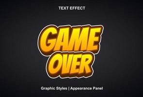 game over text effect with yellow color 3d style. vector