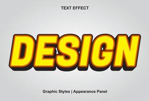 efecto de texto de diseño con estilo 3d de color amarillo y editable vector