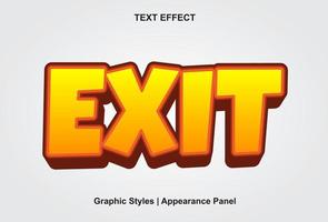 exit text effect with orange color 3d style and editable vector