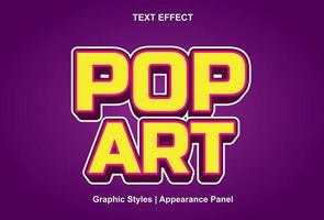 pop art text effect with yellow color 3d style and editable vector