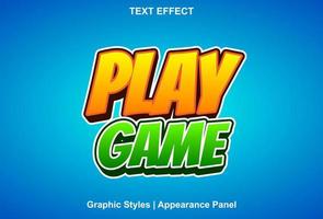 game play text effect with yellow and green 3d style. vector