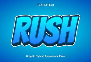 rush text effect with blue color 3d style. vector