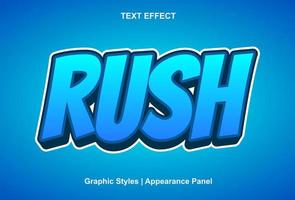 rush text effect with blue color 3d style. vector