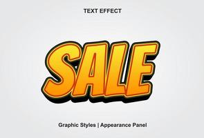 efecto de texto de venta con color naranja estilo 3d y editable vector