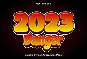 2023 danger text effect with graphic style and editable vector