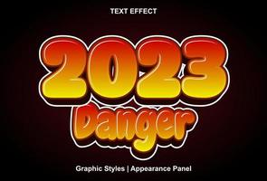 2023 danger text effect with graphic style and editable vector