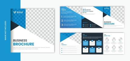 Blue Business trifold square brochure design template with abstract shape vector