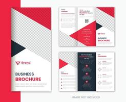 Red corporate trifold brochure design template for business portfolio vector