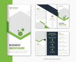 Green Corporate trifold brochure design template for business portfolio vector