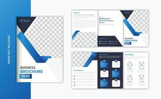 Blue gradient business trifold A5 brochure design template vector