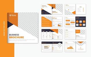 Business square 16 page brochure design template with abstract shape corporate profile vector