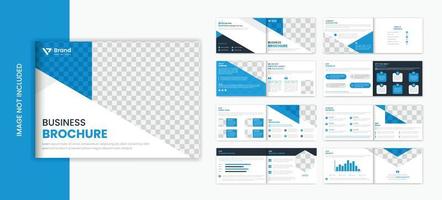 Abstract corporate 16 page landscape brochure design template for business profile vector