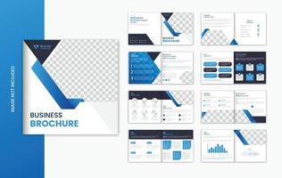 Blue gradient corporate square 16 page brochure template for business profile vector