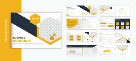 Yellow business 16 page landscape brochure design vector